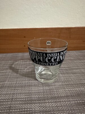 4er Set Cappuccino Frühstückstassen aus Glas mit Aufdruck