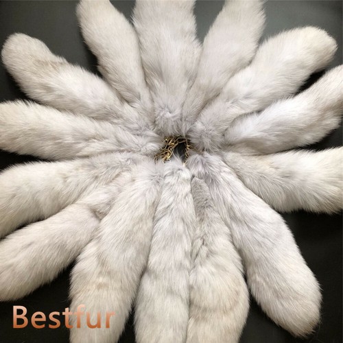 50pcs/lot- 16" Real Blue Fox Fur Tail Keyring Bag Pendant Costume Cosplay Toys - Picture 2 of 2