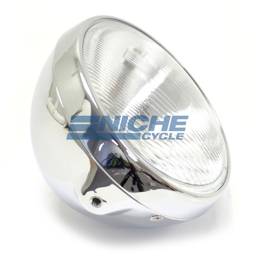 Universal 7" Headlight Sealed Beam Chrome Complete Side Mount DOT - Picture 3 of 4