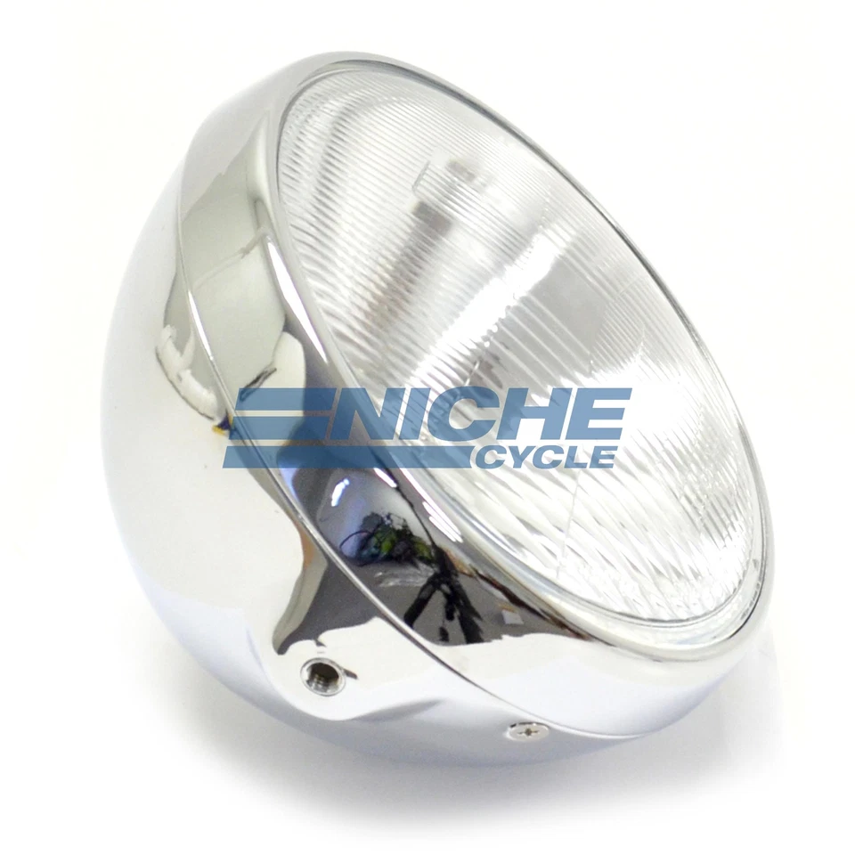 Universal 7" Headlight Sealed Beam Chrome Complete Side Mount DOT - Image 3 of 4