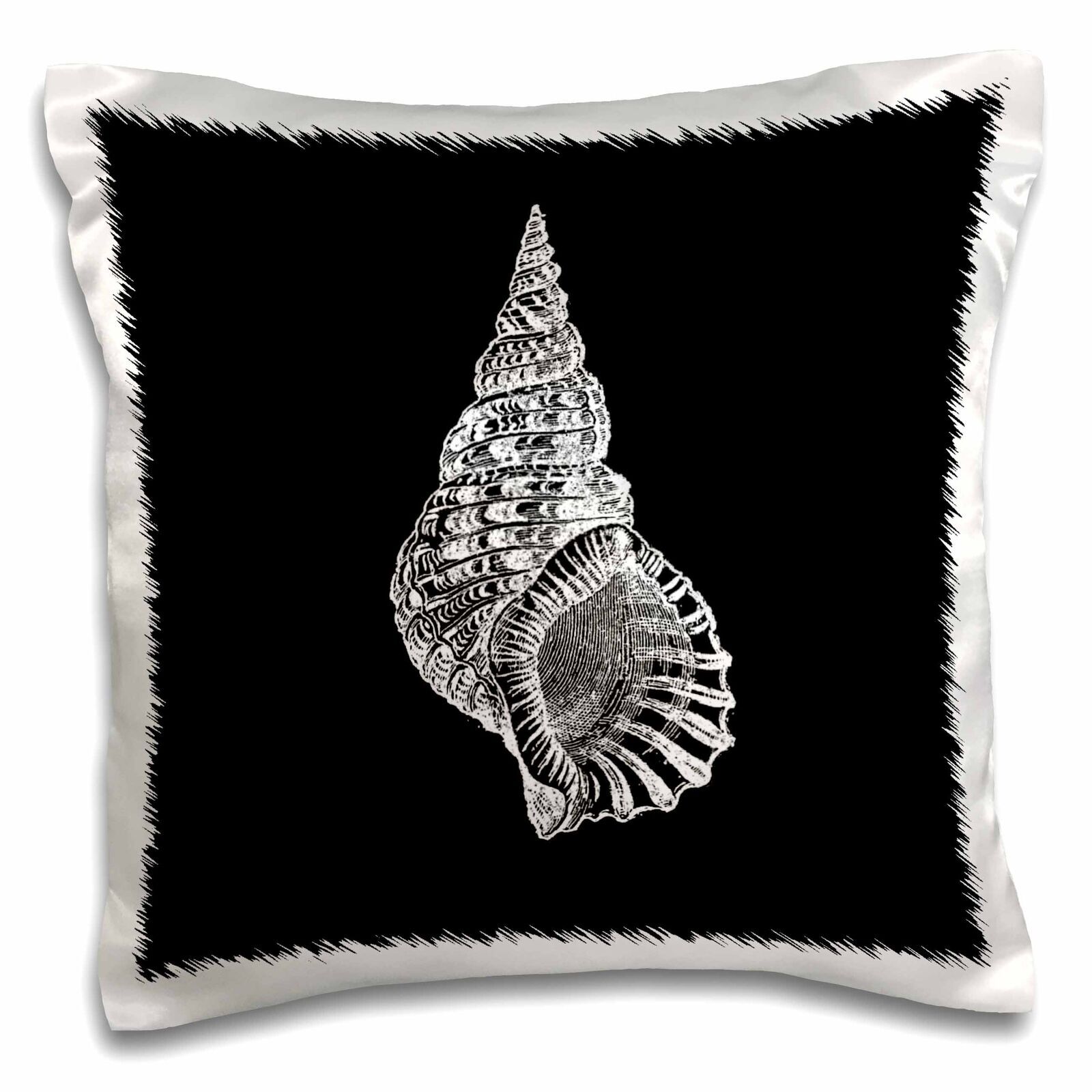 3dRose Black Conical seashell print white beach sea shell spiral illustration 16