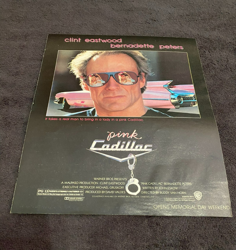 BATMAN 1989 ad with bat-symbol, Michael Keaton & PINK CADILLAC Clint Eastwood - Picture 2 of 2