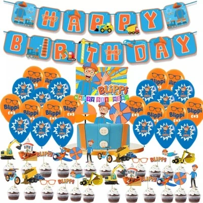 Blippi Balloon Party Banner Ballloon Supplies Decorations Tableware Birthday