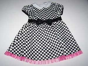 girls black and white checkered dress
