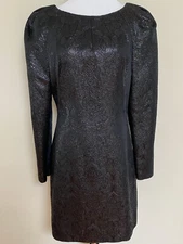 New Alexander McQueen Black Arabesque Jacquard Shiny Fabric Dress 46 US 10 $3650