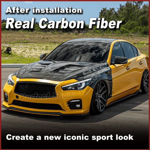 For Infiniti Q50 Q50S 2014-2023 Real Carbon Exterior Side Fender Vent Cover Trim - Picture 5 of 15