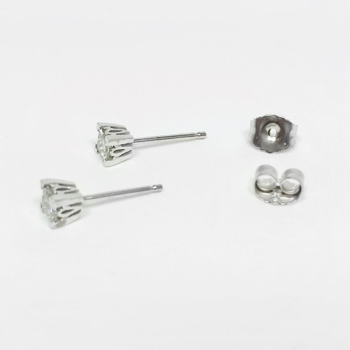 Princess Cut Natural Diamond Studs V-Prong 0.36 CTW Earrings 14K White Gold - Picture 2 of 5