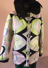 Reversible Puffer Jacket Down Coat Large Pasha & Jo Black Multiprint Womens