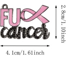 New Cancer Pendant Charms 10 Count Breast Cancer Awareness Ribbon Pink