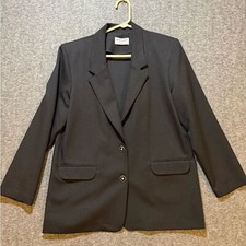 Alfred Dunner Vtg Blazer Suit Jacket womens 12 black USA made office boss work
