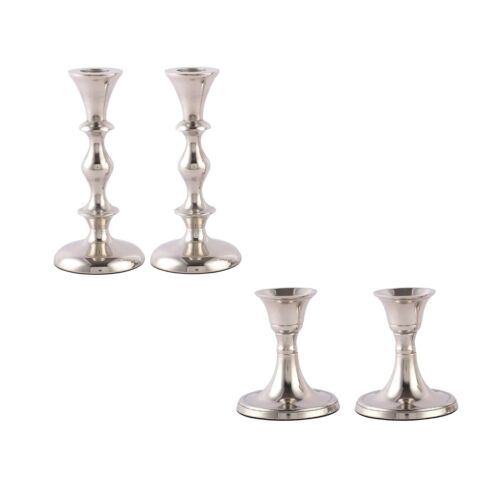 Elegant Silver Taper Metal Candle Holders Como of 4 for Home Décor & Celebration