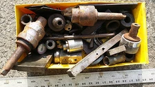   Assorted HSS bits, chuck & arbor components, collets, sleeves, machine parts 