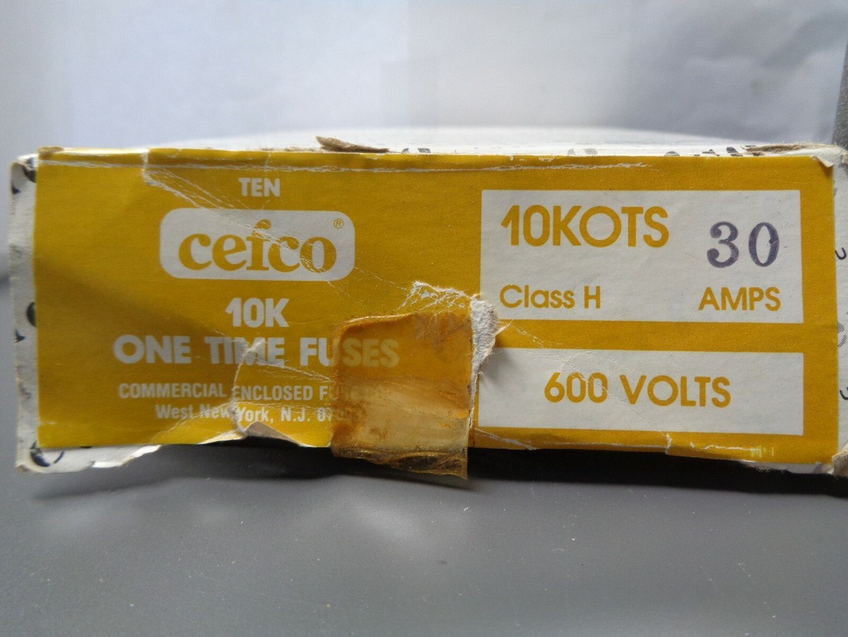 New Lot Cefco 10KOTS 30 One Time Fuse Class H 30 Amps 600