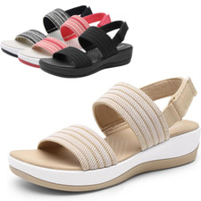 Women's Walking Sandals Soft Footbed Low Wedge Comfort Flat Sandals