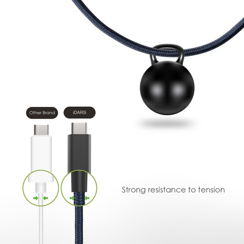 Cable trenzado iDARS Apple MFi-Certified PD carga rápida USB-C a Lightning (4 pies) - Imagen 9 de 9