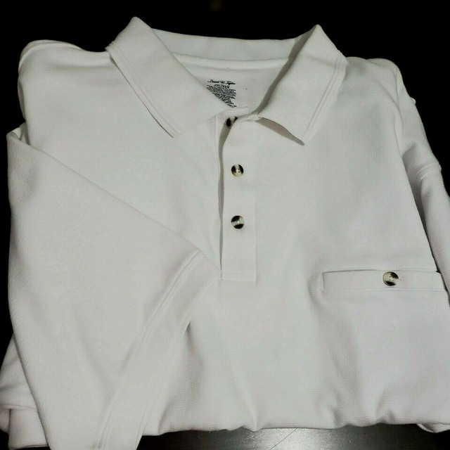 David Taylor Collection White Cotton Blend POLO Shirt Banded Bottom XXL | eBay