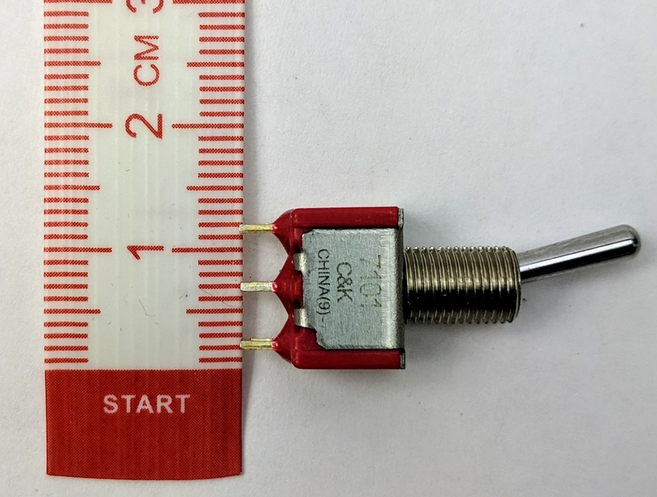 C&K 7101 Mini Toggle Switch SPDT On-On 5A 120VAC Panel Mount 10-Pack - Image 3 of 4