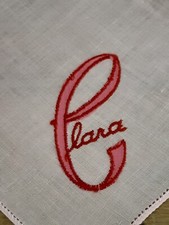 Vgt CLARA Name Pink Cotton Hankie Handkerchief