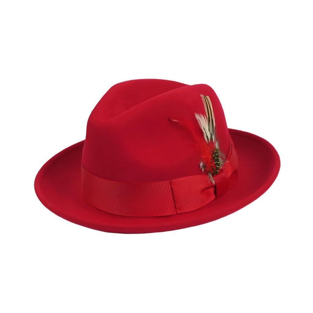 Mens Milani Wool Fedora Hat Soft Crushable Lined FD219 Fire Red 13290₽