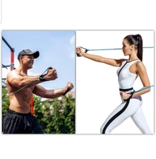 100% Natural Latex Resistance Bands Family Set for 2-Persons with 2 Extra handle