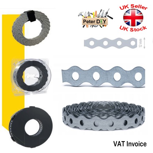 FIXING BAND Tape Band Galvanised Perforated Metal Assembly Belt 12mm 3/10/25m - 第 1/5 張圖片