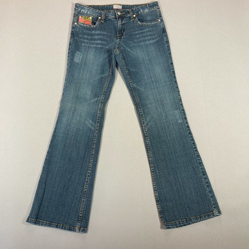 vtg 90s Y2K Womens Flare Jeans Boot Cut Hippie Embroidered NOBO Juniors 9 31" W - Picture 2 of 11