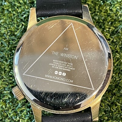 Komono Watch Mens Gold Dial Soft Black Leather Band Quartz