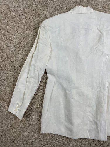 Ann Taylor Blazer Coat Womens Size 10 Linen Notch Lapel Button Up USA White - Picture 8 of 17