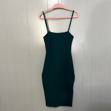 Lulus Paulina Knit Forest Green Bodycon Sleeveless Classic Midi Dress S