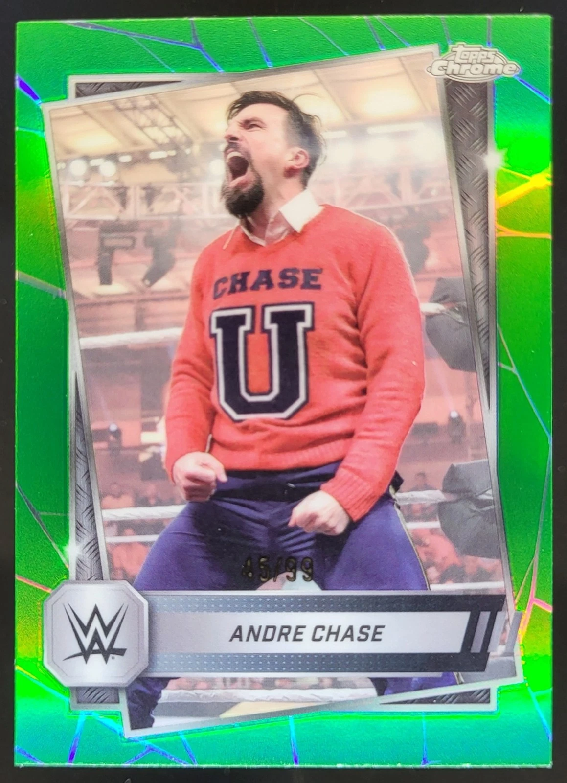 2025 Topps Chrome WWE Andre Chase Green Refractor /99 #32 MS2