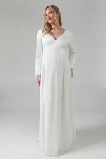 Size 16 Uk New Women Coast Maternity Chiffon Overlayer Long Sleeve Wedding Dress