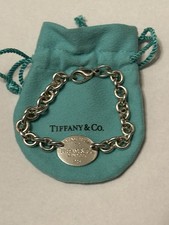 Tiffany & Co. New York 925 Silver "Please Return To" Oval Tag Link Bracelet 7.5