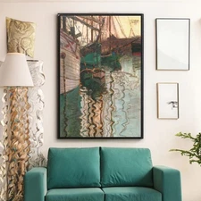 Egon Schiele Port of Trieste Canvas/Poster Wall Art - Landscape Painting Print