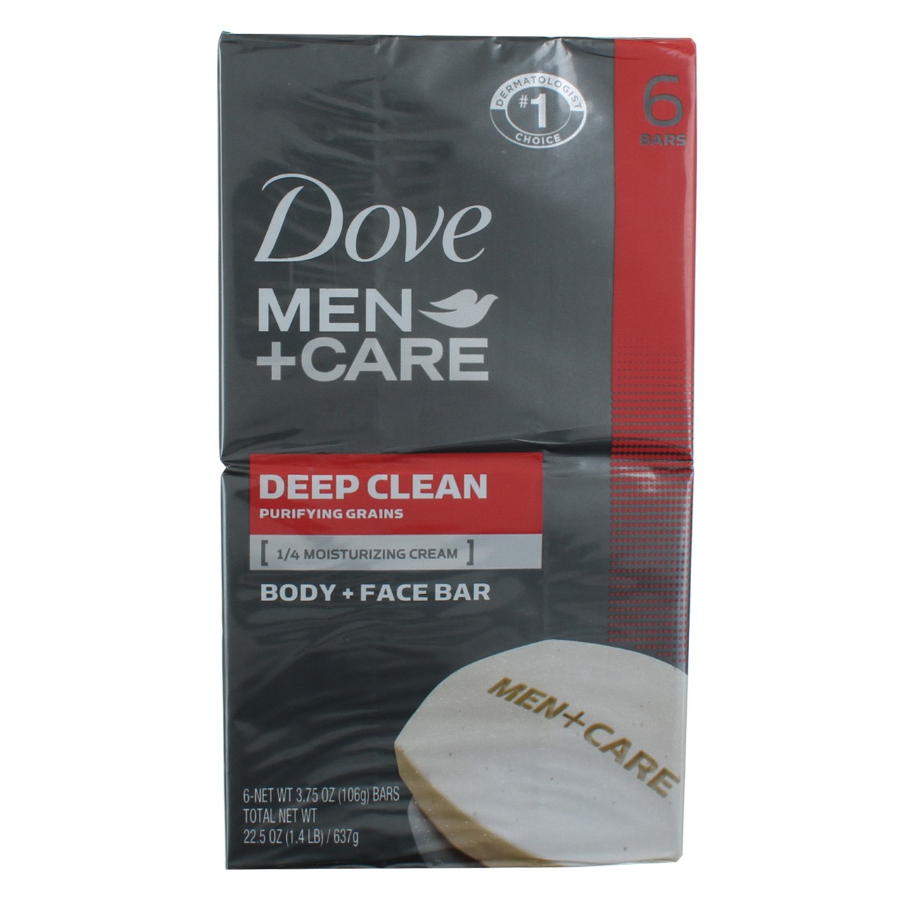 6 Pack Dove Men + Care Deep Clean Body + Face Bars, Purifying Grains, 3.75 oz...