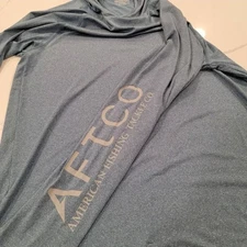 AFTCO Hooded Shirt Mens Large Blue Hoodie Performance Fishing Long Sleeve
