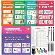 6 Pack Magic Grooved Writing Practice Books for Kids,Reusable Handwriting Pra...