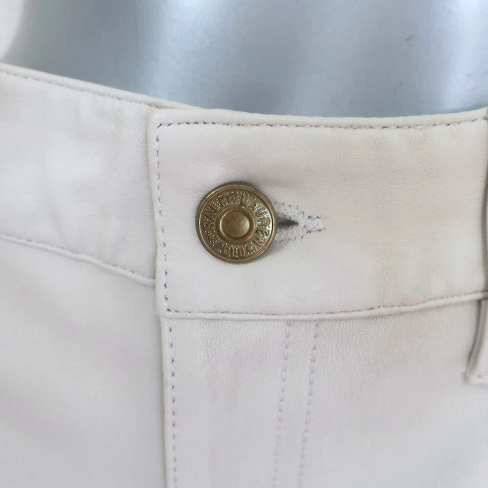 Polo Ralph Lauren Lambskin Leather 5 Pocket Skinny Pants Cream Size 8 - Image 2 of 4