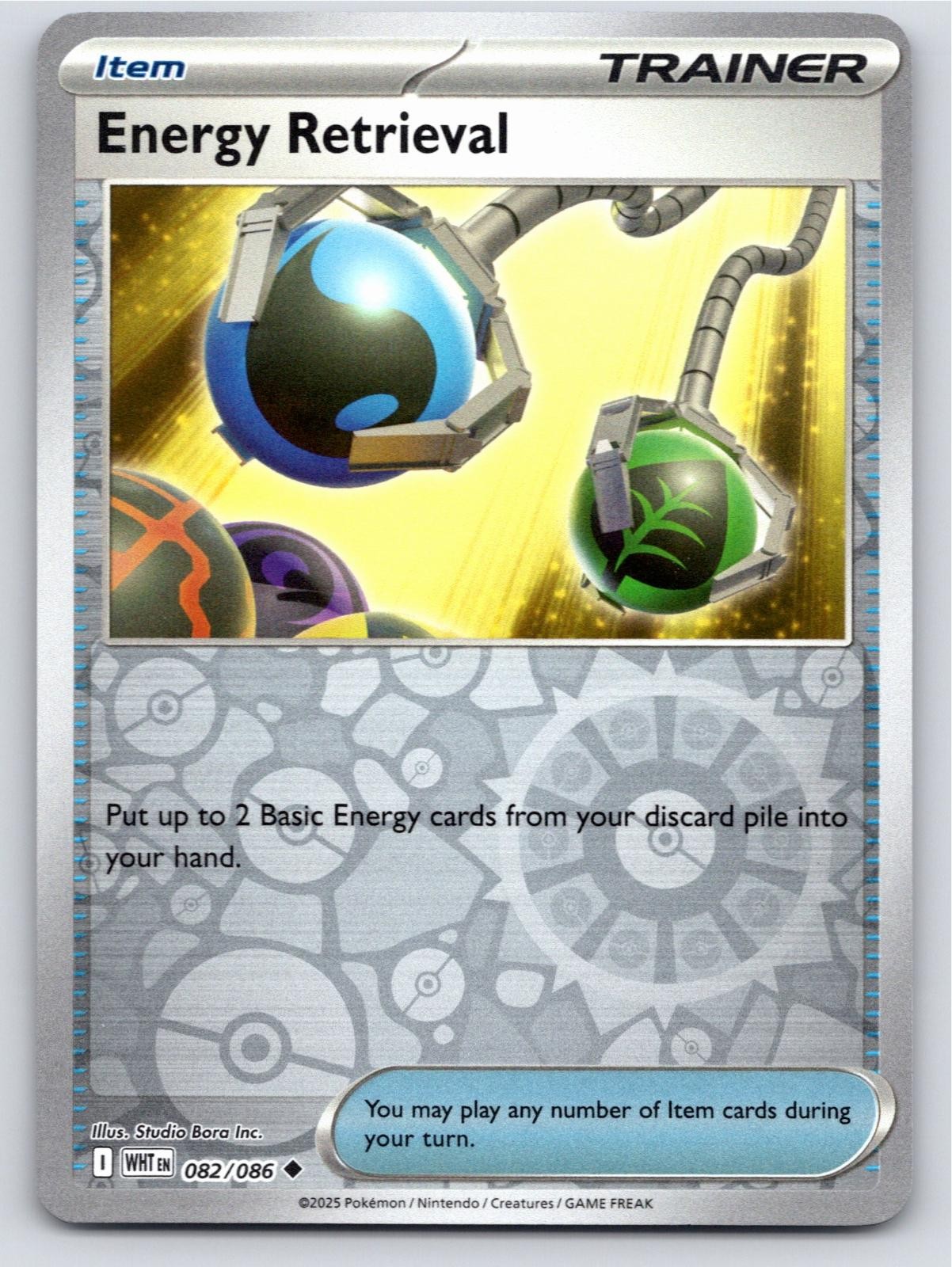 POKEMON ENERGY RETRIEVAL WHITE FLARE 082/086 REVERSE HOLO NM A43311 FREE S&H