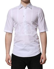 Dolce & Gabbana White Cotton Short Sleeves Men Formal Men's Shirt