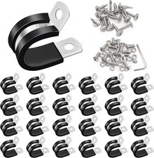 50Pcs 3/8 Inch Cable Clamps 304 Stainless Steel Rubber Cushion Pipe Wire Hose Cl