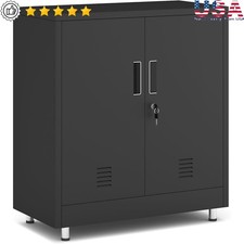Locking Metal Storage Cabinet W/ Adjustable Shelf  Anti-Tipping Design New