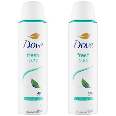 2x Dove Fresh Care 48HR Antiperspirant Deodorant Spray for Women, 150ml/5.07 oz.