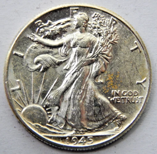 1945 Walking Liberty Half Dollar, Blast White Premium Quality, Gem BU, High MS