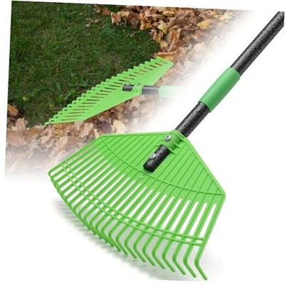 Plastic Rake for Leaves - Upgraded Anti-Break Nylon Head,75'' Adjustable Leaf 