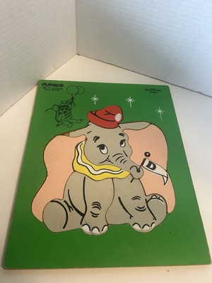 Vintage 1960s PLAYSKOOL Dumbo Wood Puzzle From Walt Disney