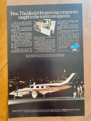 Beechcraft Duke Aircraft Flugzeug 1979 Vintage Ad Werbung Reklame T04