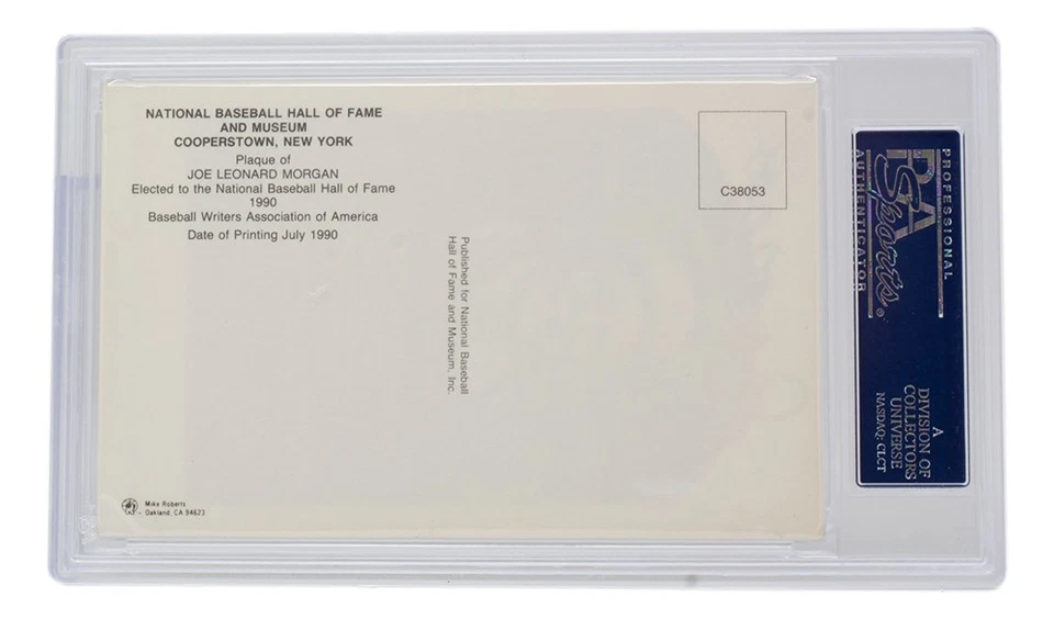 Joe Morgan Signed Slabbed Astros Hall of Fame Plaque Postcard PSA/DNA NM MT 8 - Image 3 of 4