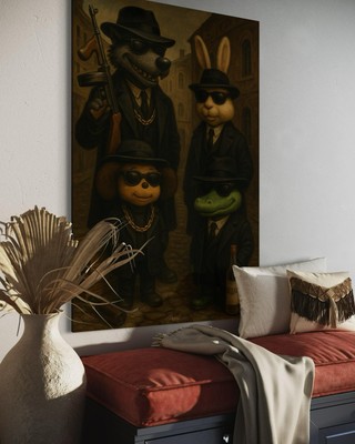 Nu Pogodi Leinwand Bild Pop Art Wandbild Der Hase und der Wolf Tscheburaschka