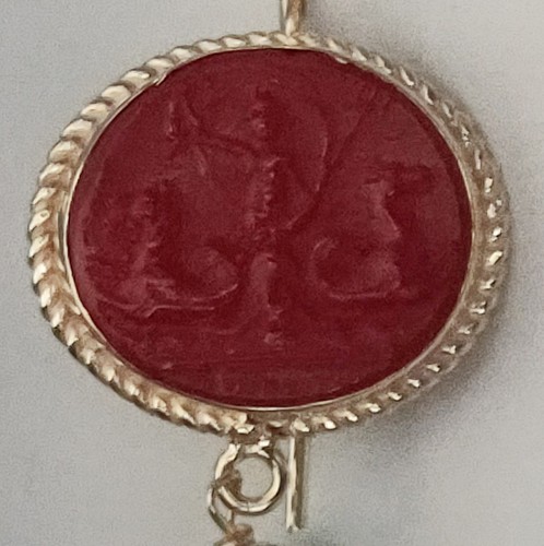 Tagliamonte 18ct YGP SS, Red Glass Cameo Turquoise Bead & Onyx Drop Earrings New - Picture 4 of 21