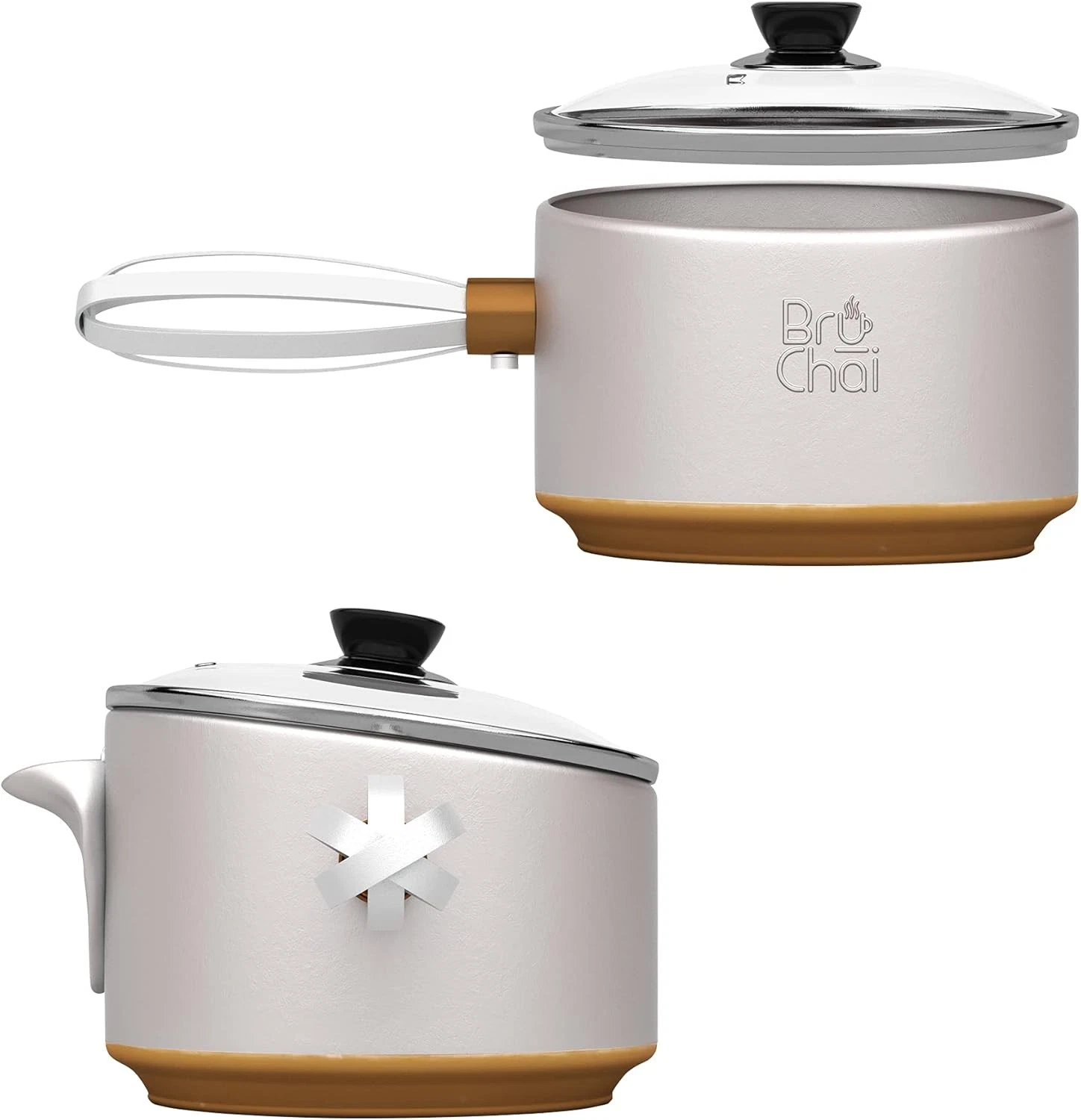 BruChai Brewer Classic Chai Brewing Pot W/ Built-In Mesh Strainer No-Mess